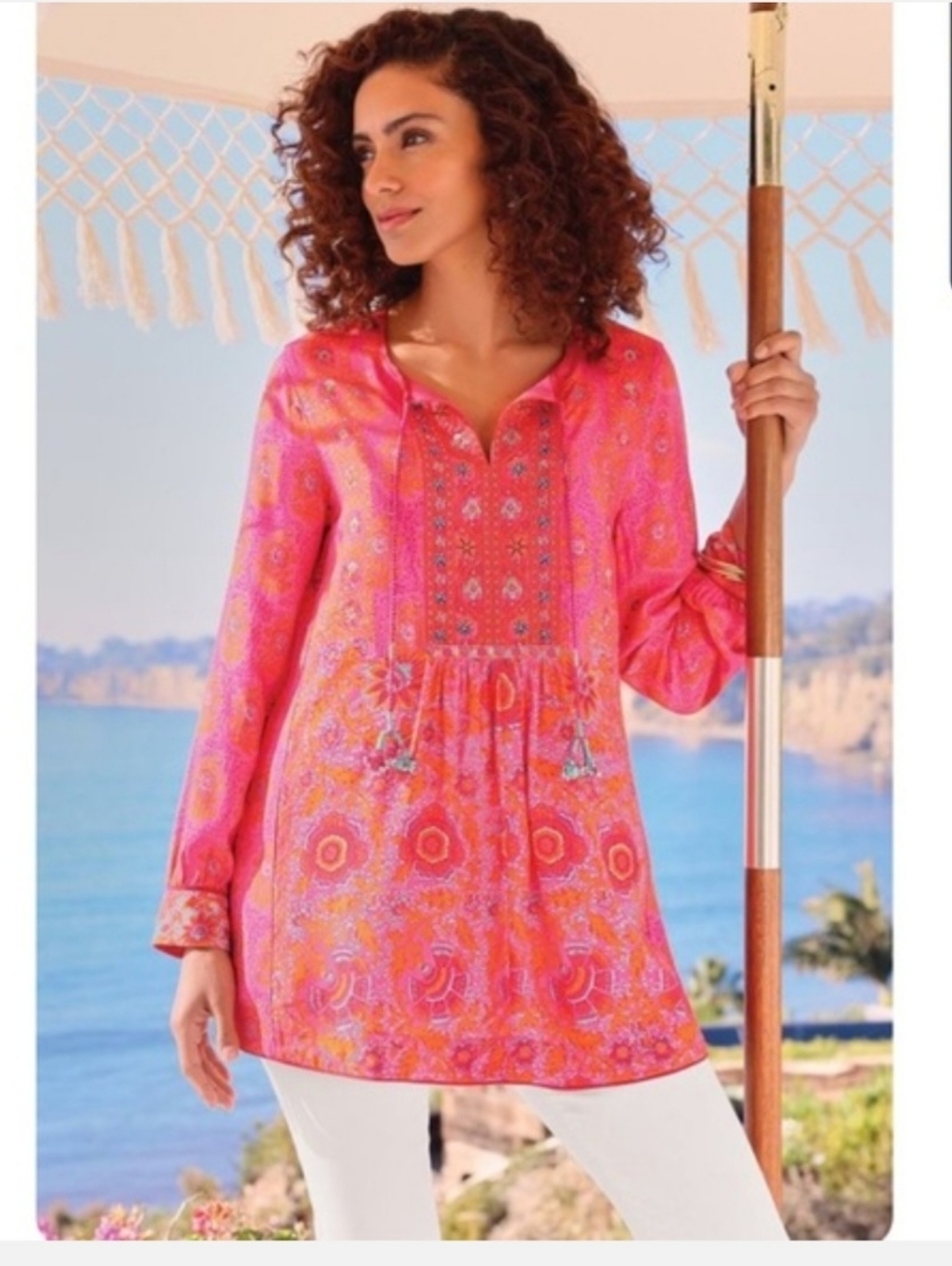 SOFT SURROUNDINGS MARCELLA FLORAL RAYON TUNIC SIZE XL